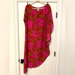 Asher asymmetrical bright pink/red tunic dress.